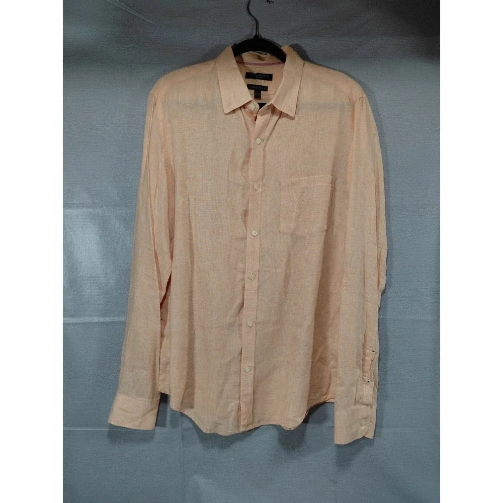 Banana‎ Republic Camden Fit Linen Button Down Shirt Men's LG Long Sleeve Orange